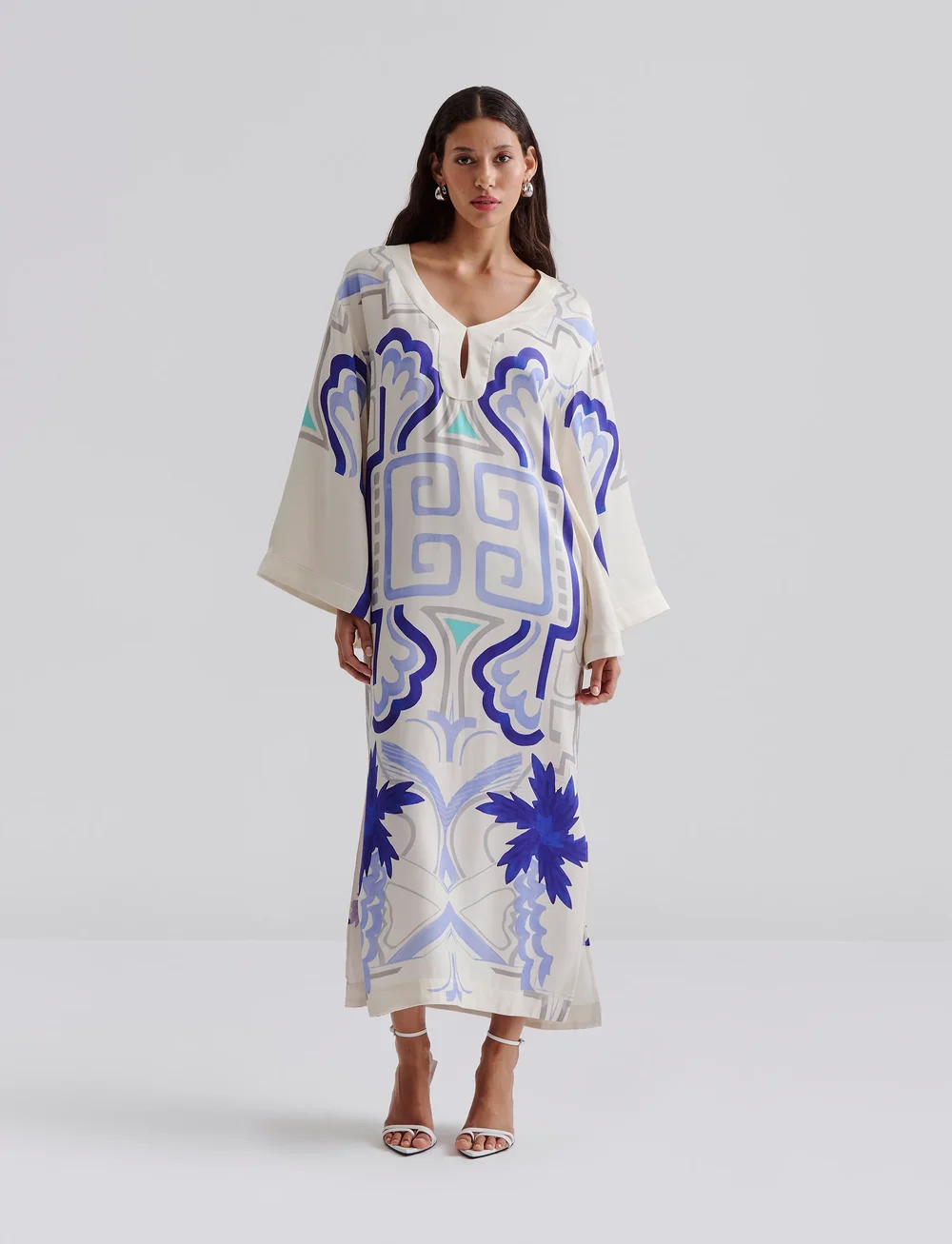 Malina - Manon printed satin kaftan dress - suvekleidid - mosaic - 0