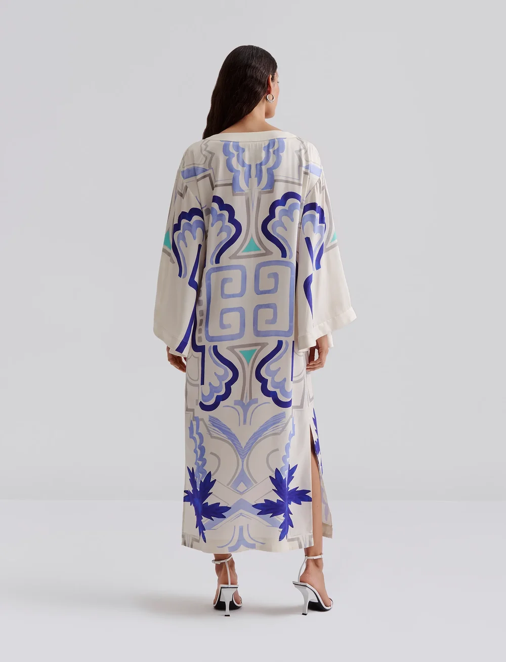 Malina - Manon printed satin kaftan dress - suvekleidid - mosaic - 5