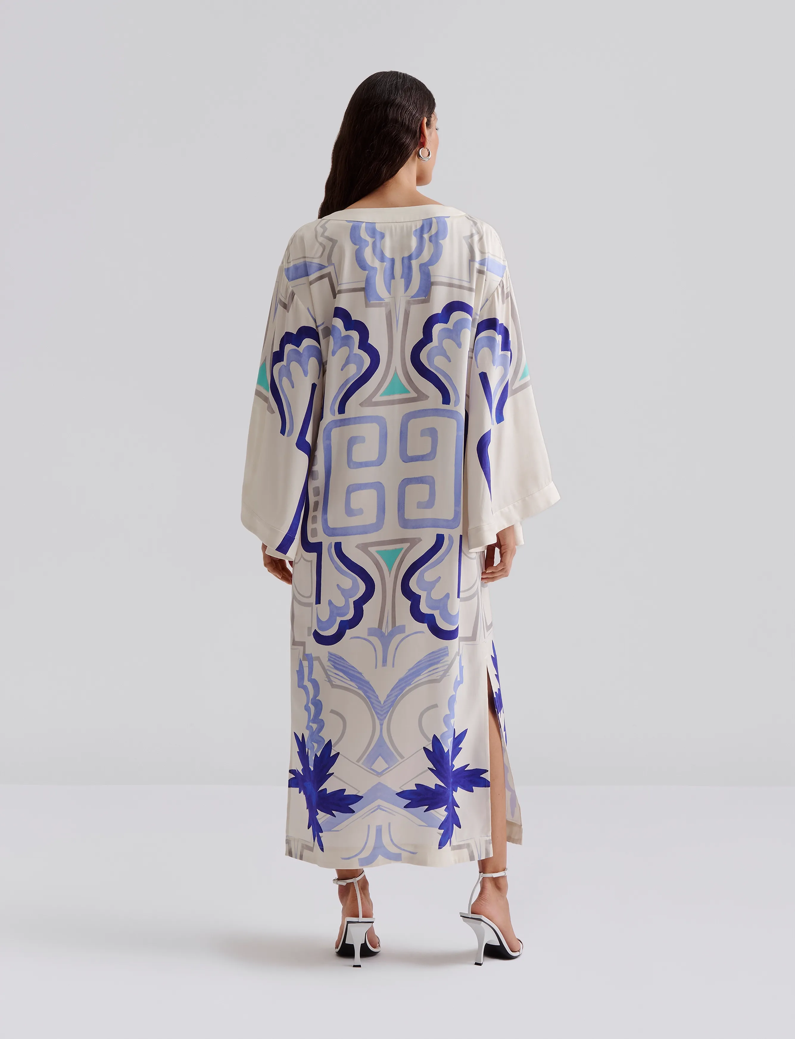 Malina - Manon printed satin kaftan dress - mosaic - 5