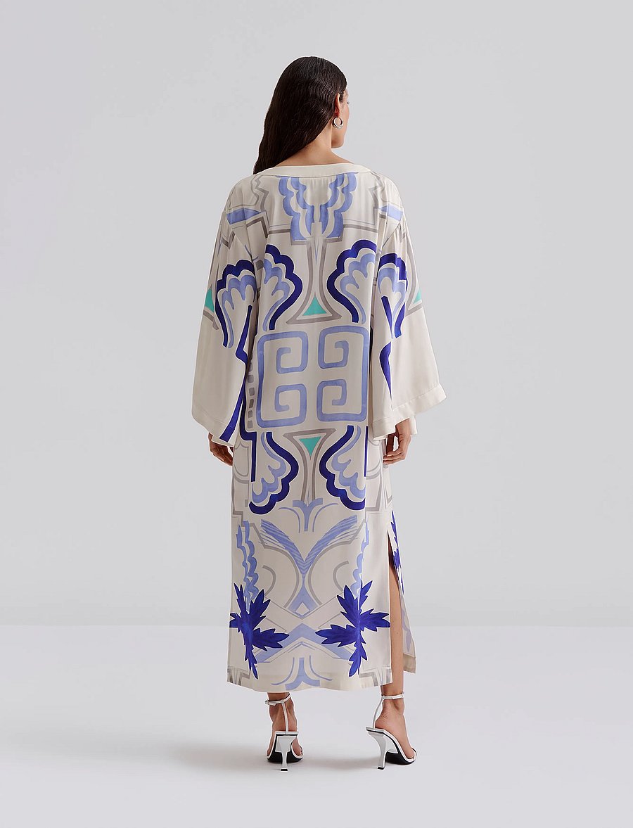 Malina - Manon printed satin kaftan dress - mosaic - 5