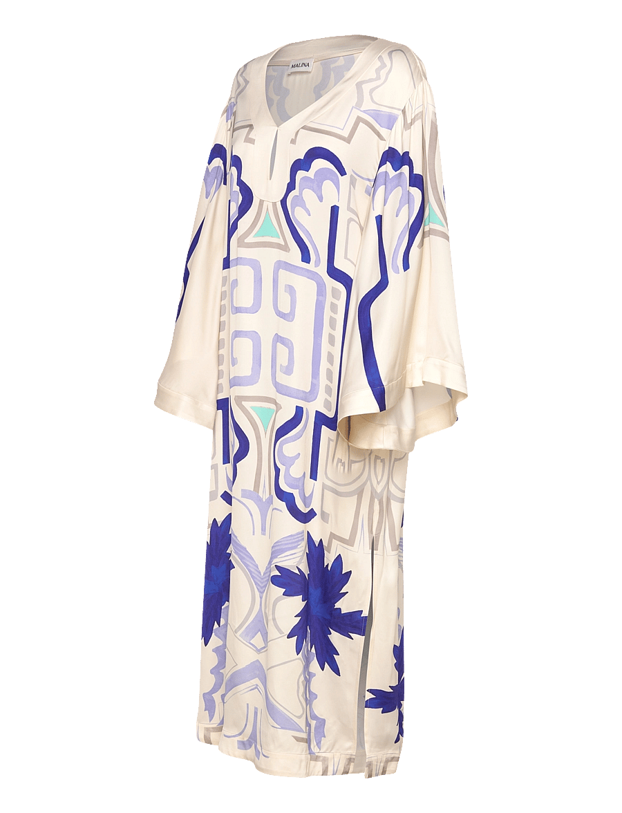 Malina - Manon printed satin kaftan dress - mosaic - 3