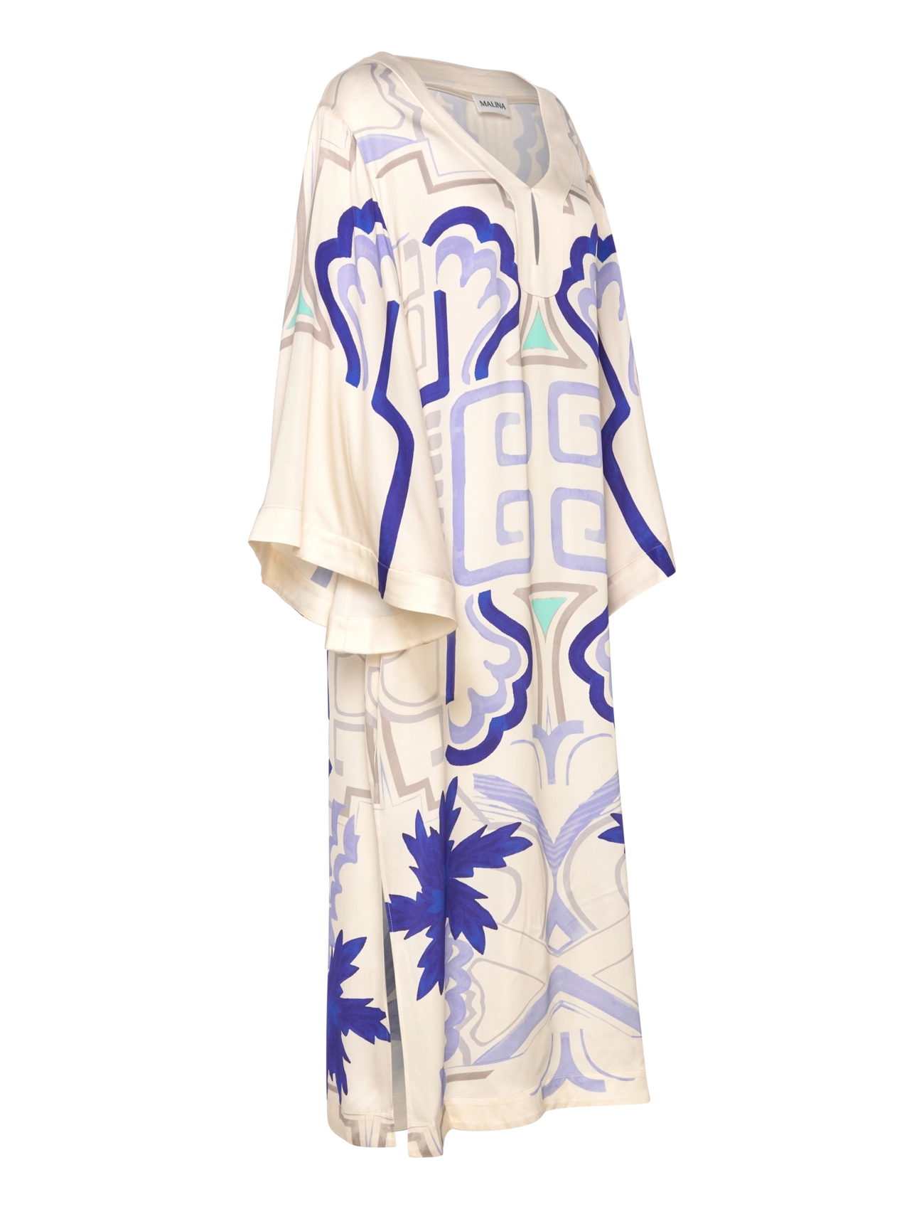 Malina - Manon printed satin kaftan dress - mosaic - 4