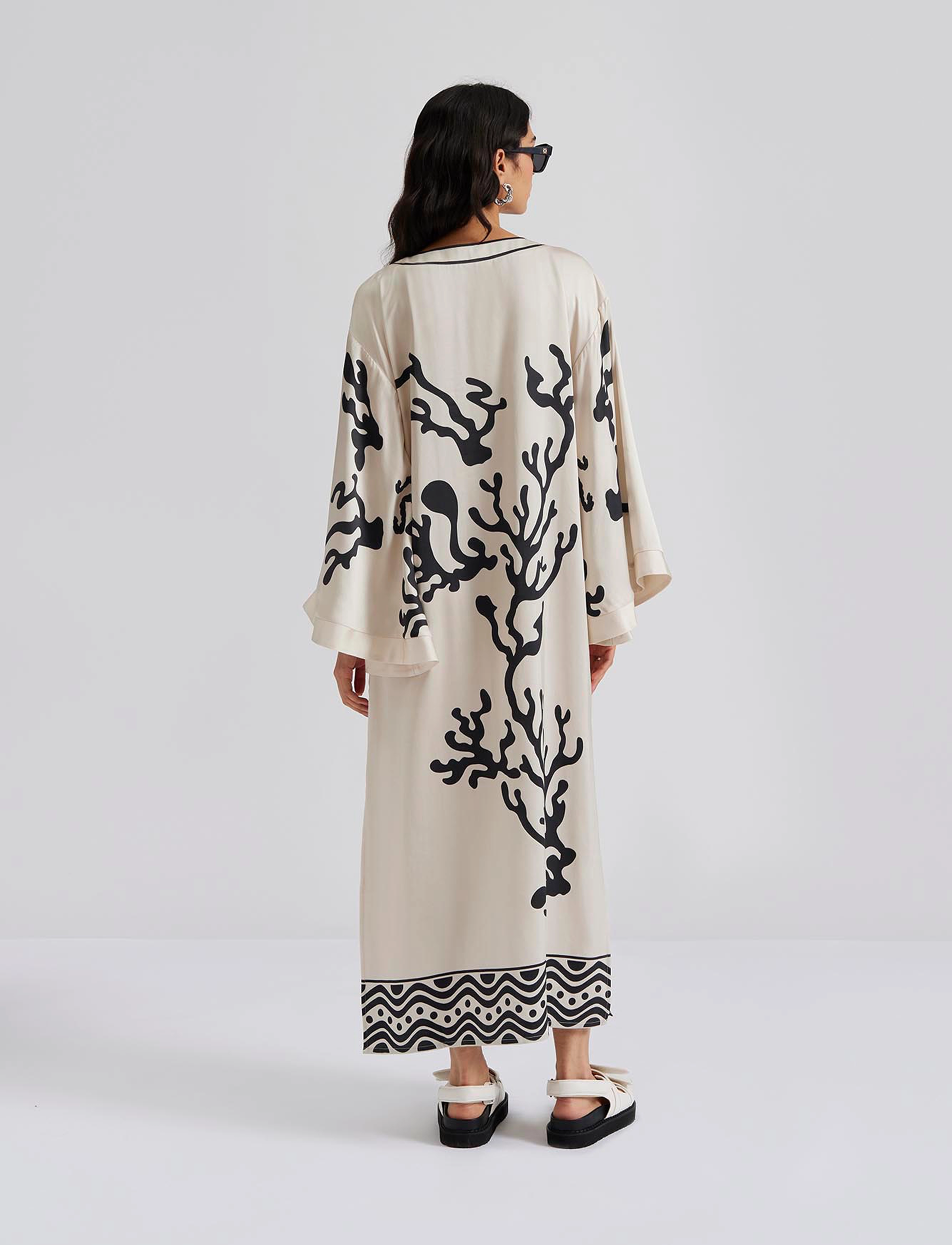 Malina - Manon printed satin kaftan dress - reef - 5