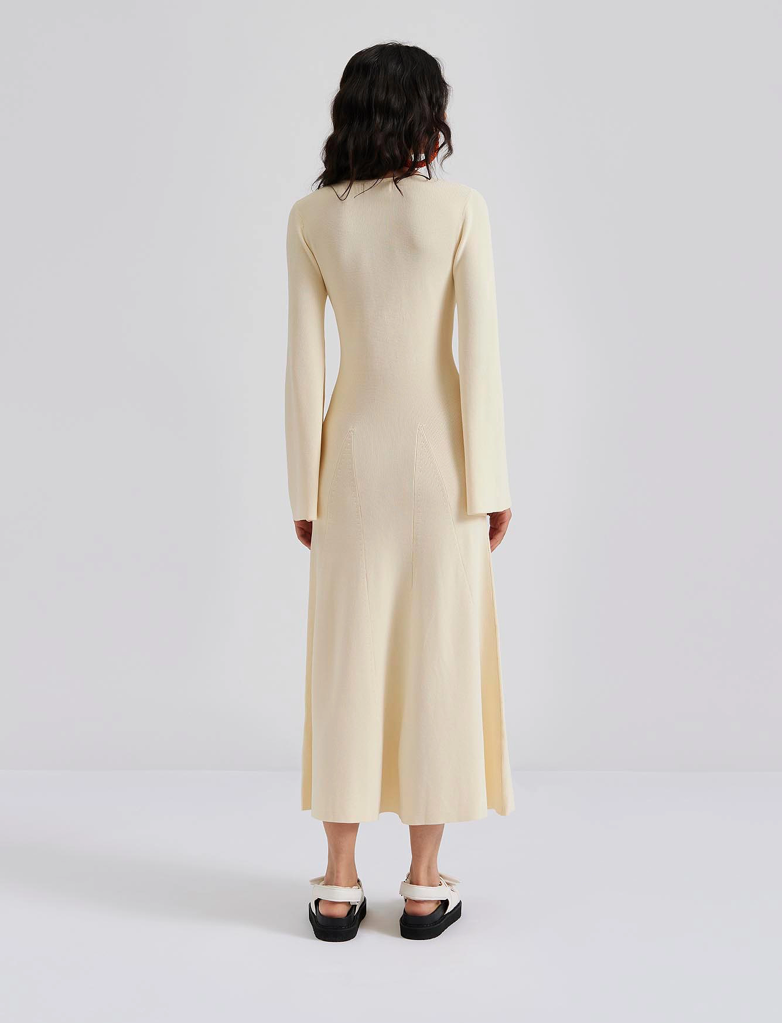 Malina - Nadia ring front knitted midi dress - strikkjoler - vanilla - 3