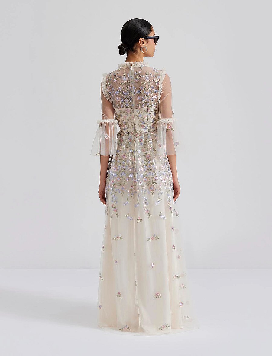 Malina - Nicolina long sleeved lace maxi dress - festkjoler - multi - 3