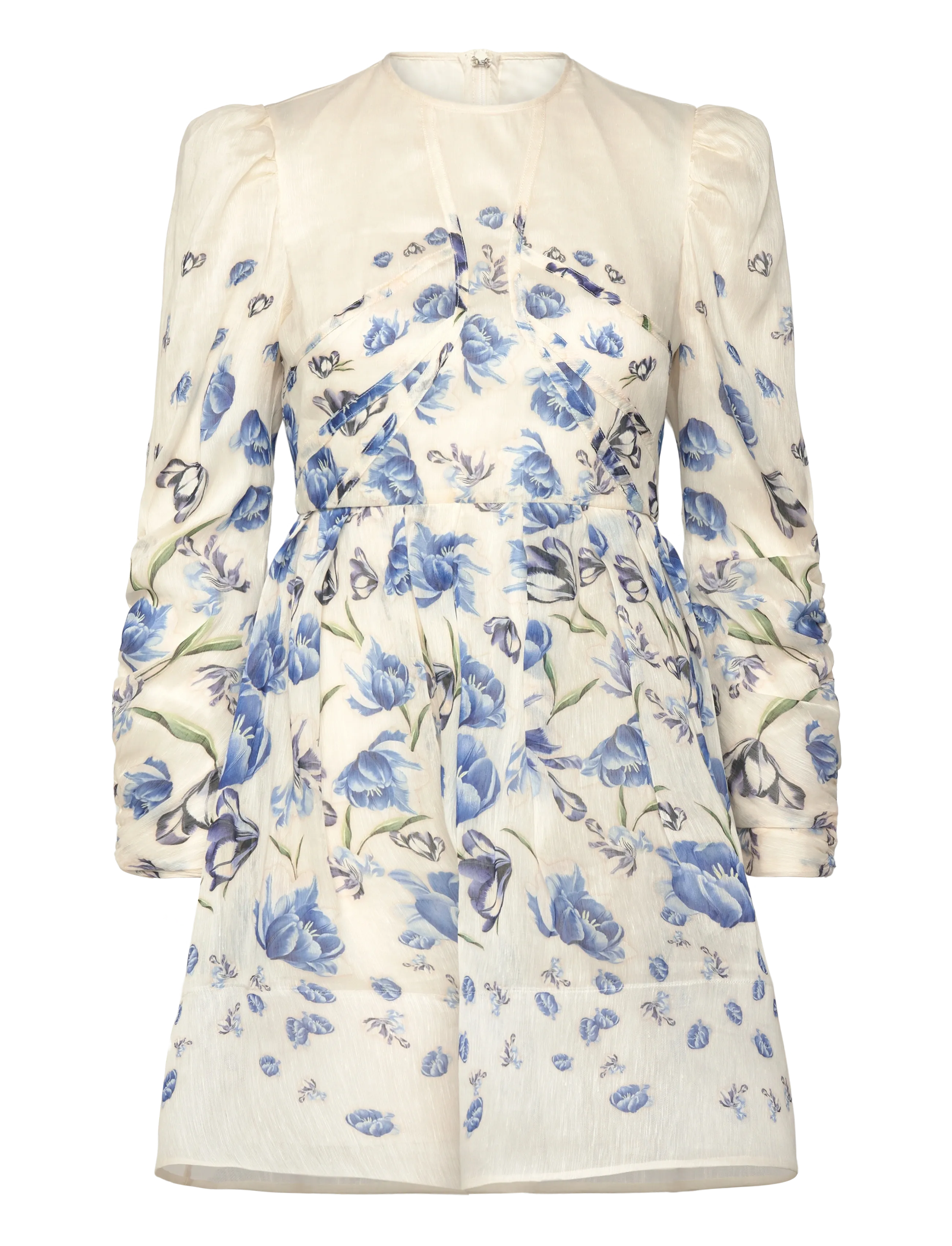 Malina Leoni Silk Blend Mini Dress - Modetrends - TULIP BLUE / cream