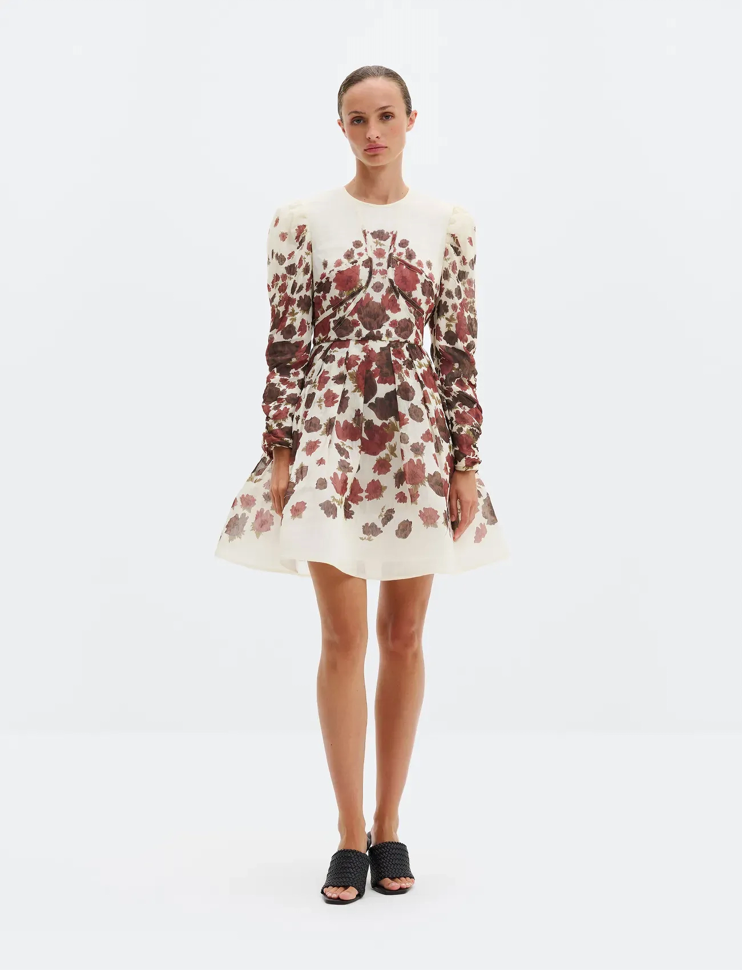 Malina Leoni Silk Blend Mini Dress, L, Designer, Creme - Short Frauen