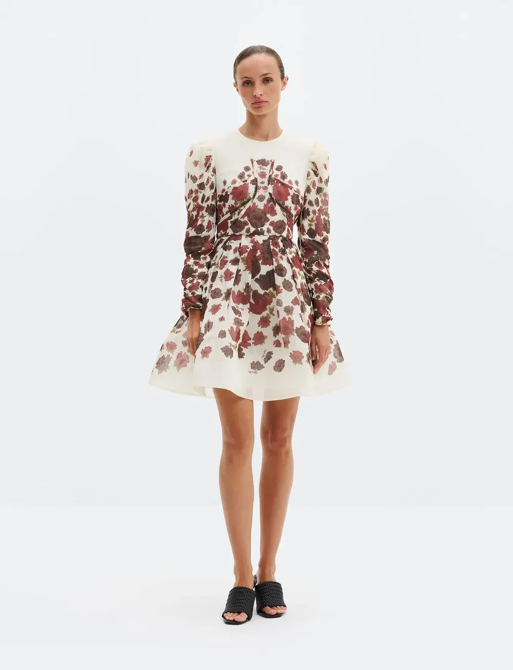 Malina - Leoni silk blend mini dress - festklänningar - wine peony - 0