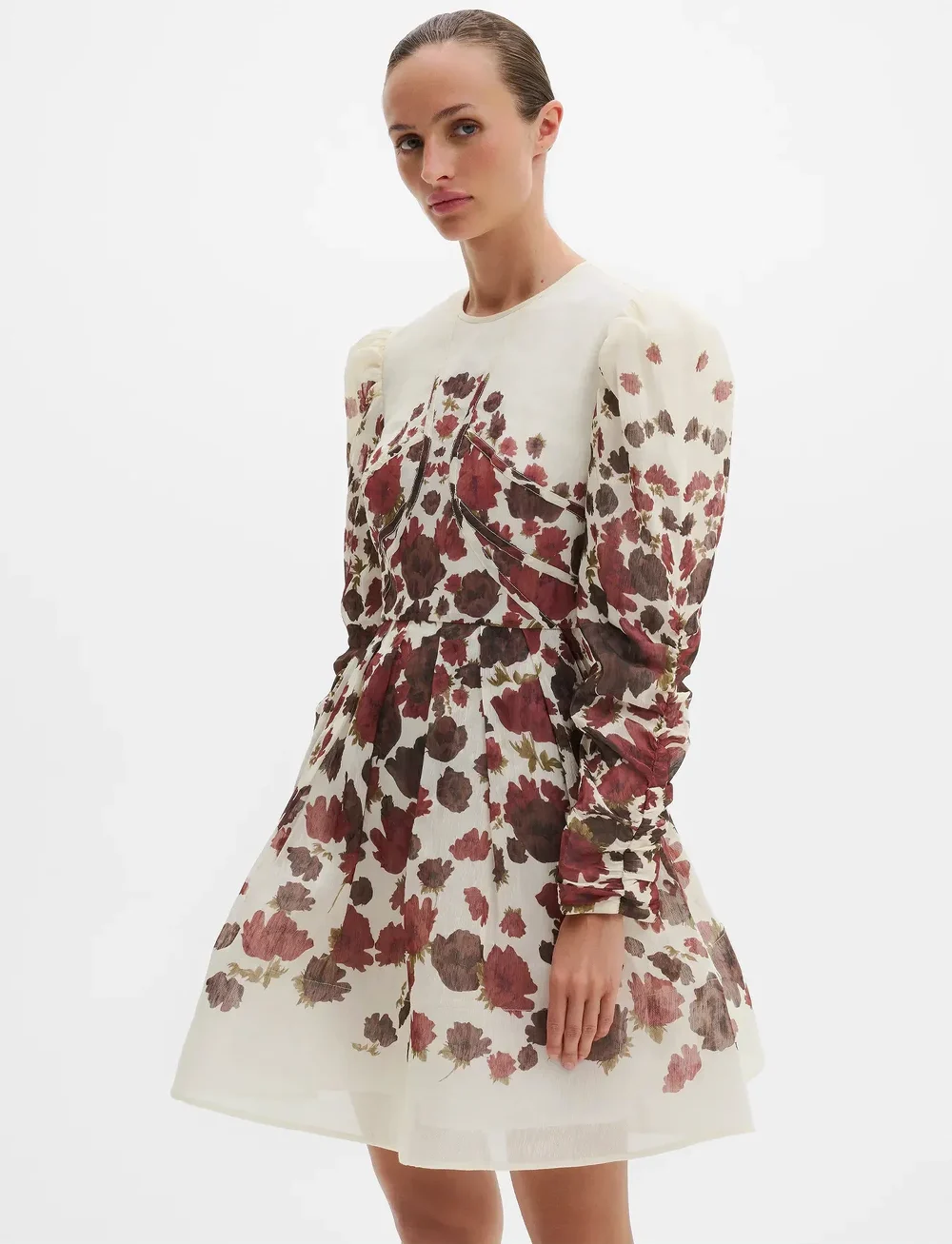 Malina - Leoni silk blend mini dress - festklänningar - wine peony - 3