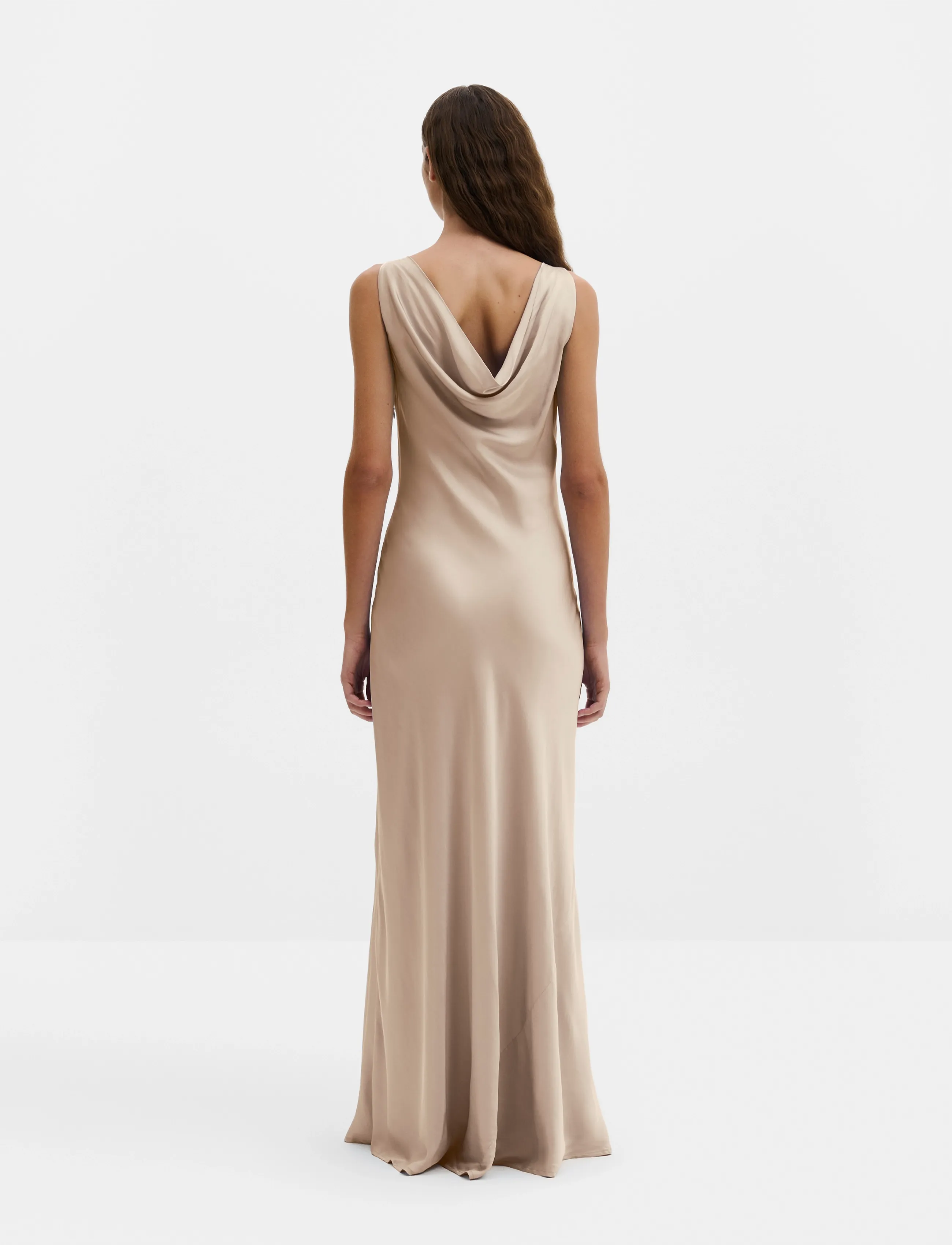 Malina - Leah cowl neck satin maxi dress - maxikjoler - champagne - 3