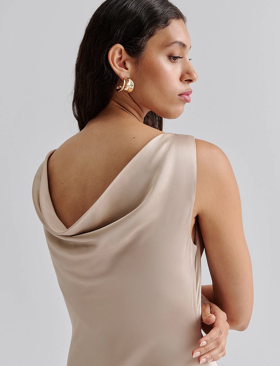 Malina - Leah cowl neck satin maxi dress - abendkleider - champagne - 4