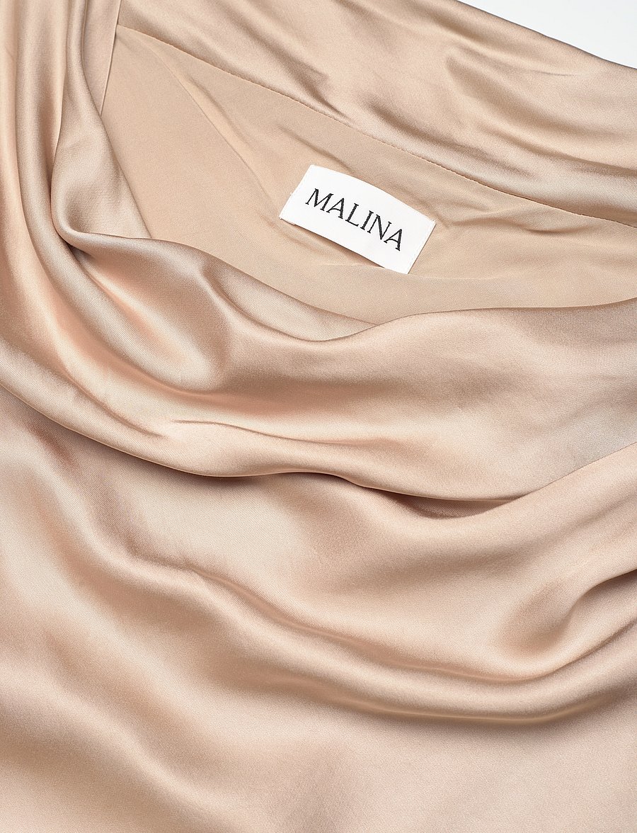 Malina - Leah cowl neck satin maxi dress - abendkleider - champagne - 5