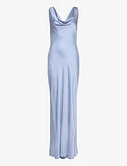 Leah cowl satin maxi dress - DUSTY BLUE