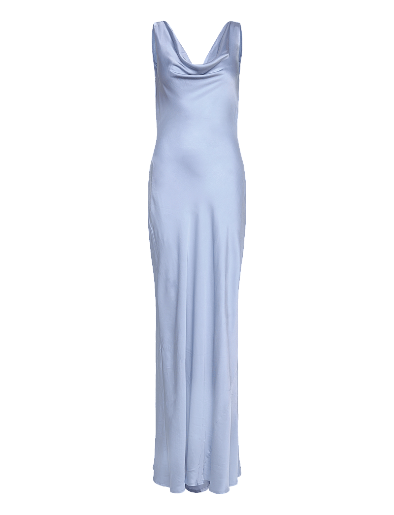 Malina - Leah cowl neck satin maxi dress - abendkleider - dusty blue - 1
