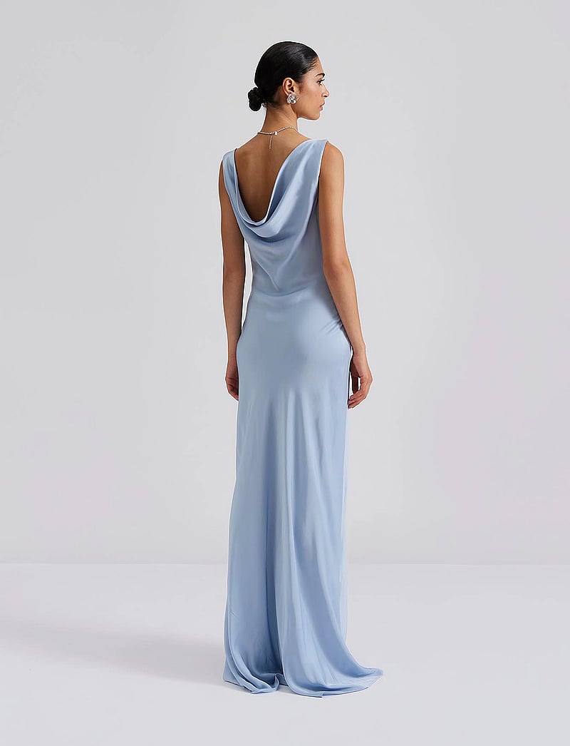 Malina - Leah cowl neck satin maxi dress - abendkleider - dusty blue - 3