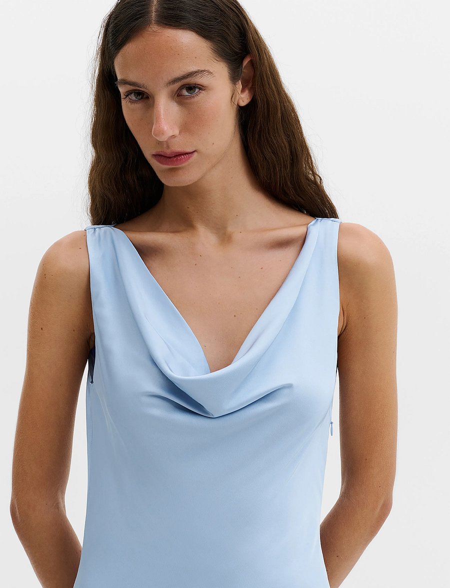 Malina - Leah cowl neck satin maxi dress - abendkleider - dusty blue - 4
