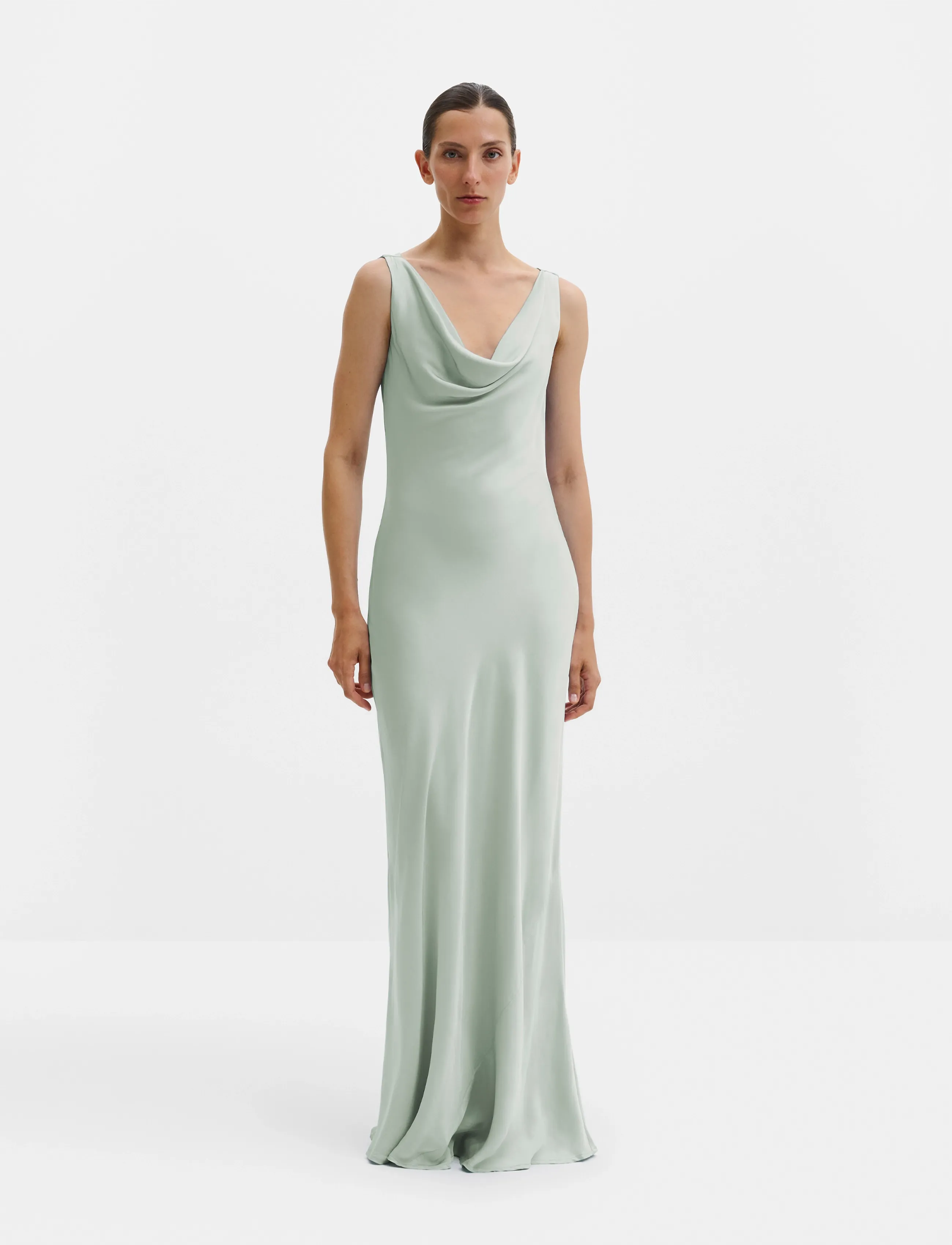 Malina Leah cowl neck satin maxi dress - Tøj - SAGE / green
