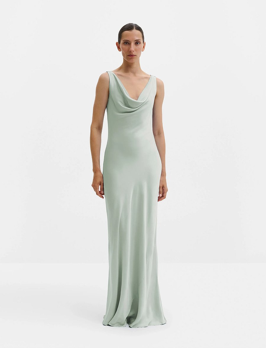 Malina - Leah cowl neck satin maxi dress - abendkleider - sage - 0