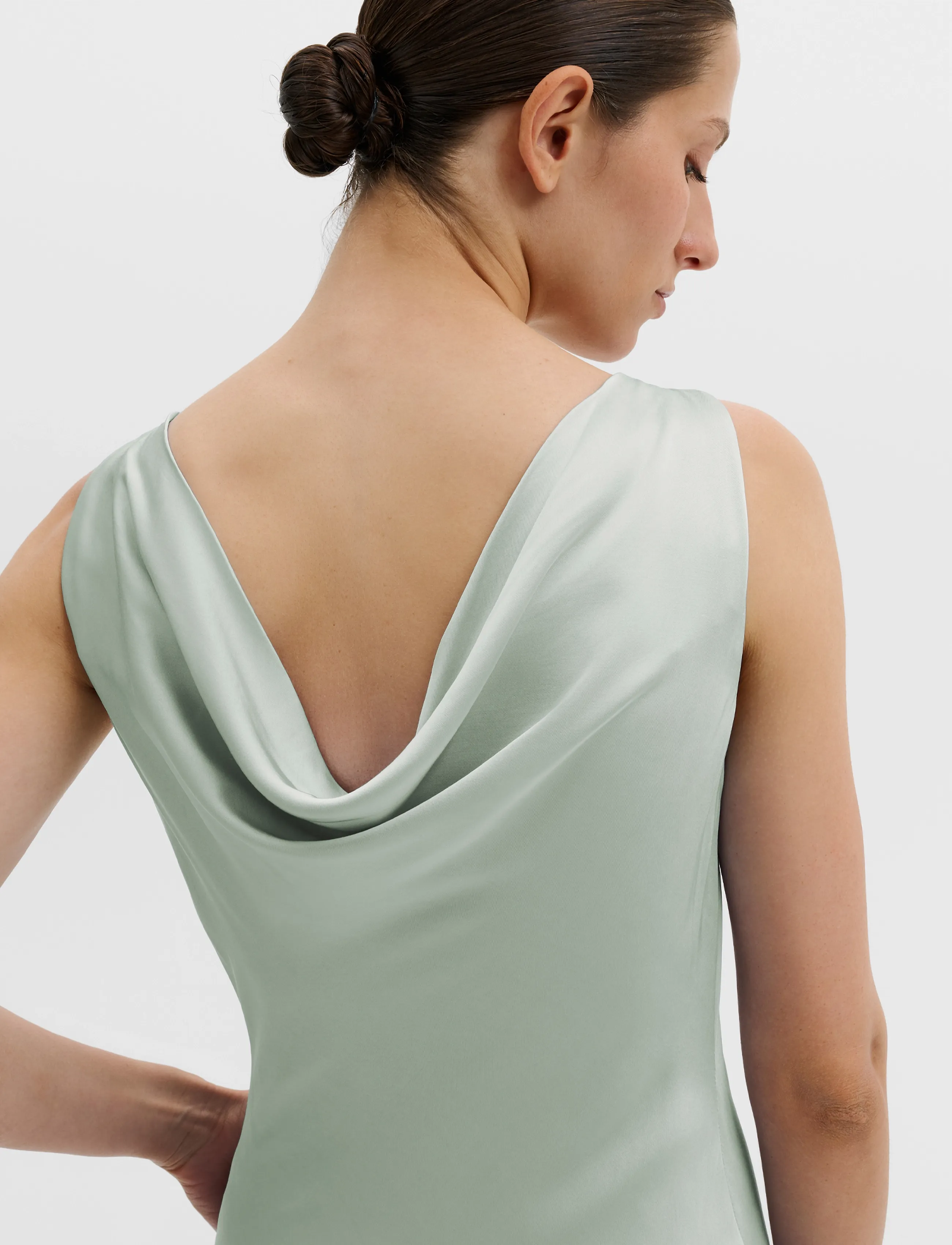Malina - Leah cowl neck satin maxi dress - premium styles - sage - 4