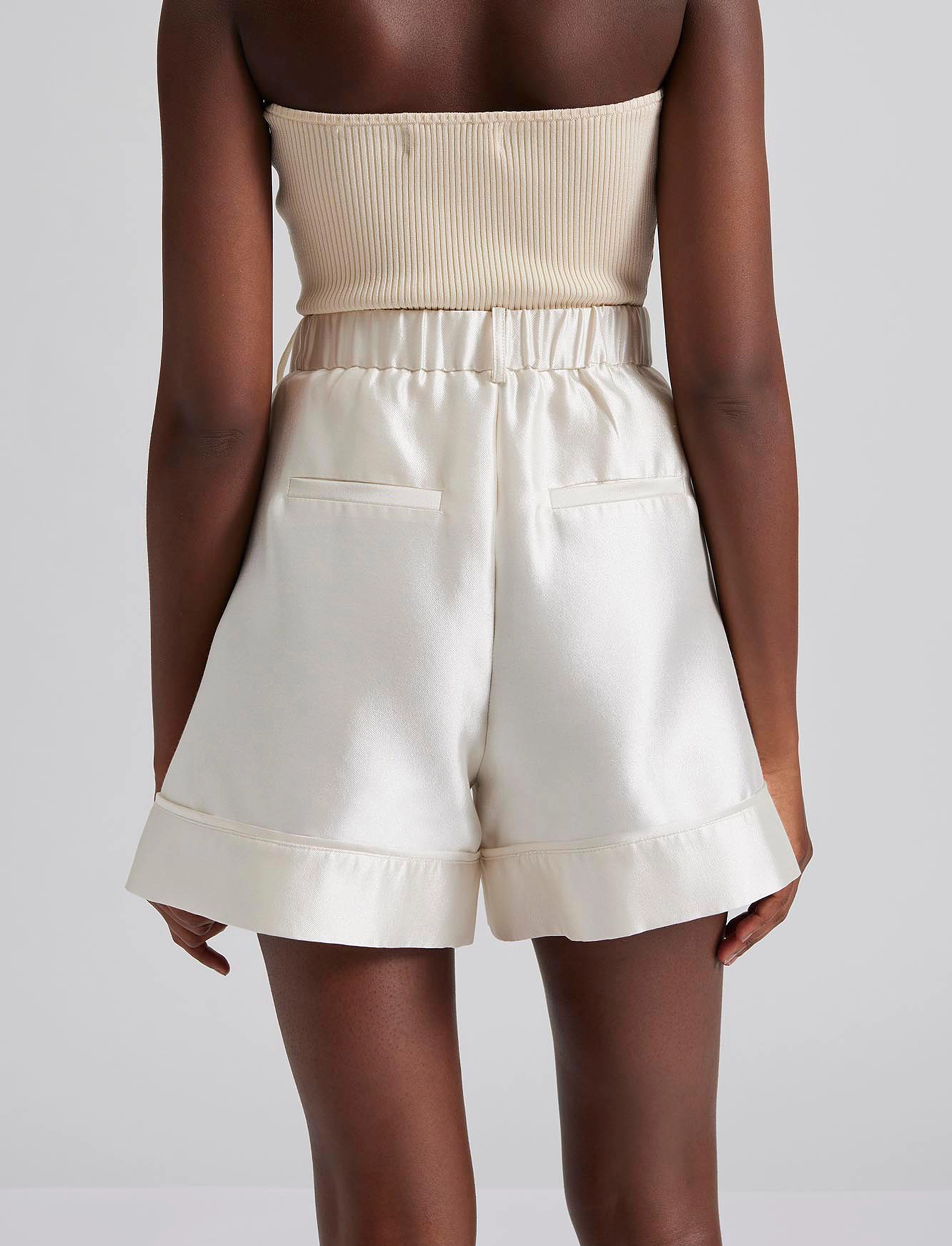 Malina - Josie high rise silk mix shorts - white - 3