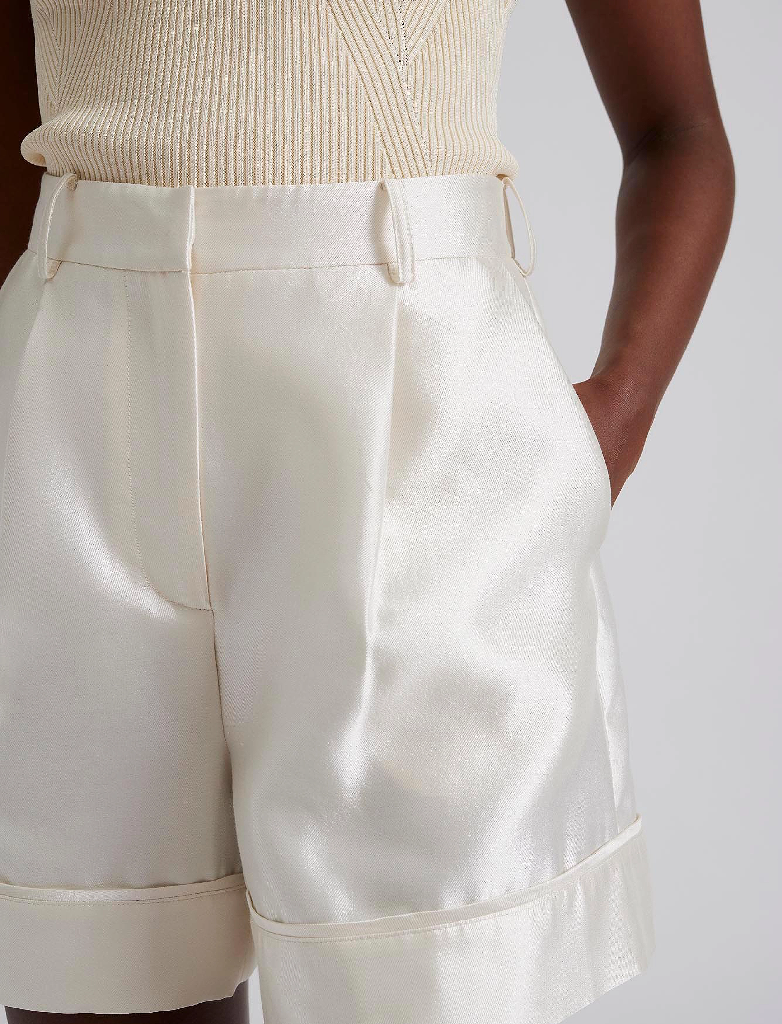Malina - Josie high rise silk mix shorts - white - 5