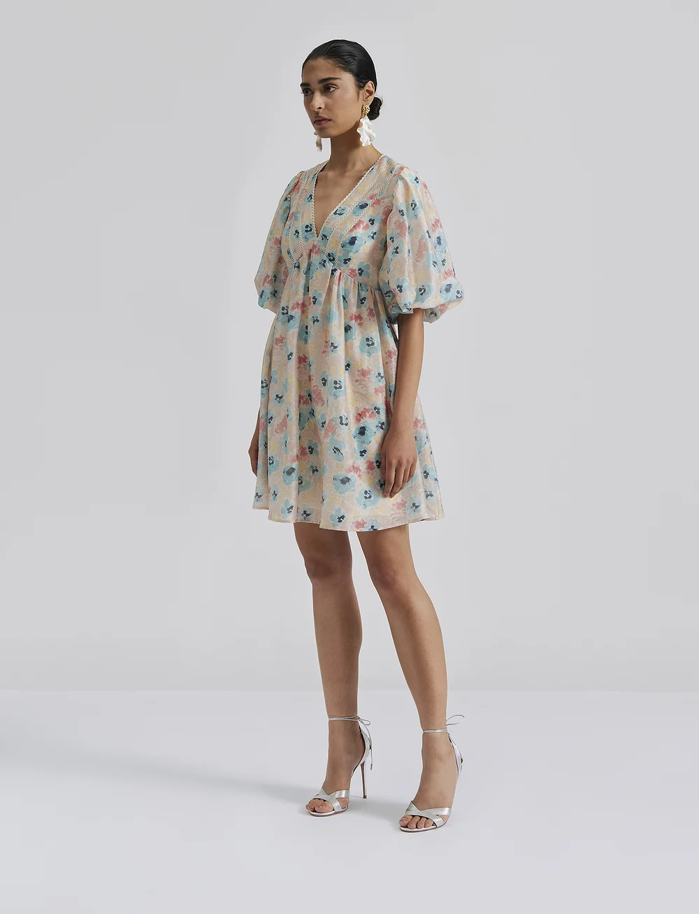 Malina - Adina open back mini dress - festklänningar - florals - 0