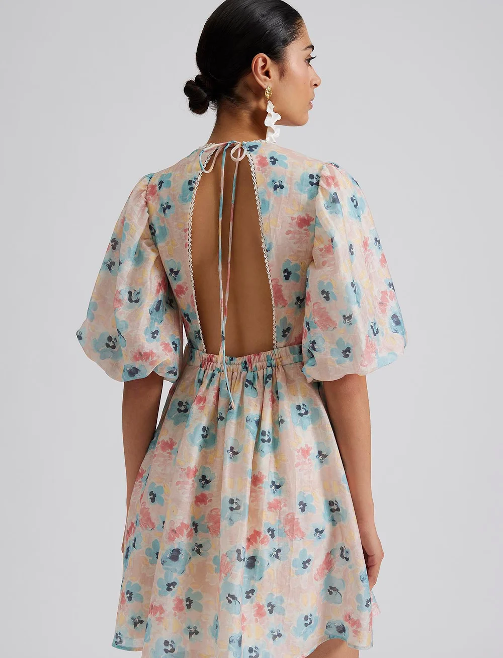 Malina - Adina open back mini dress - festklänningar - florals - 3