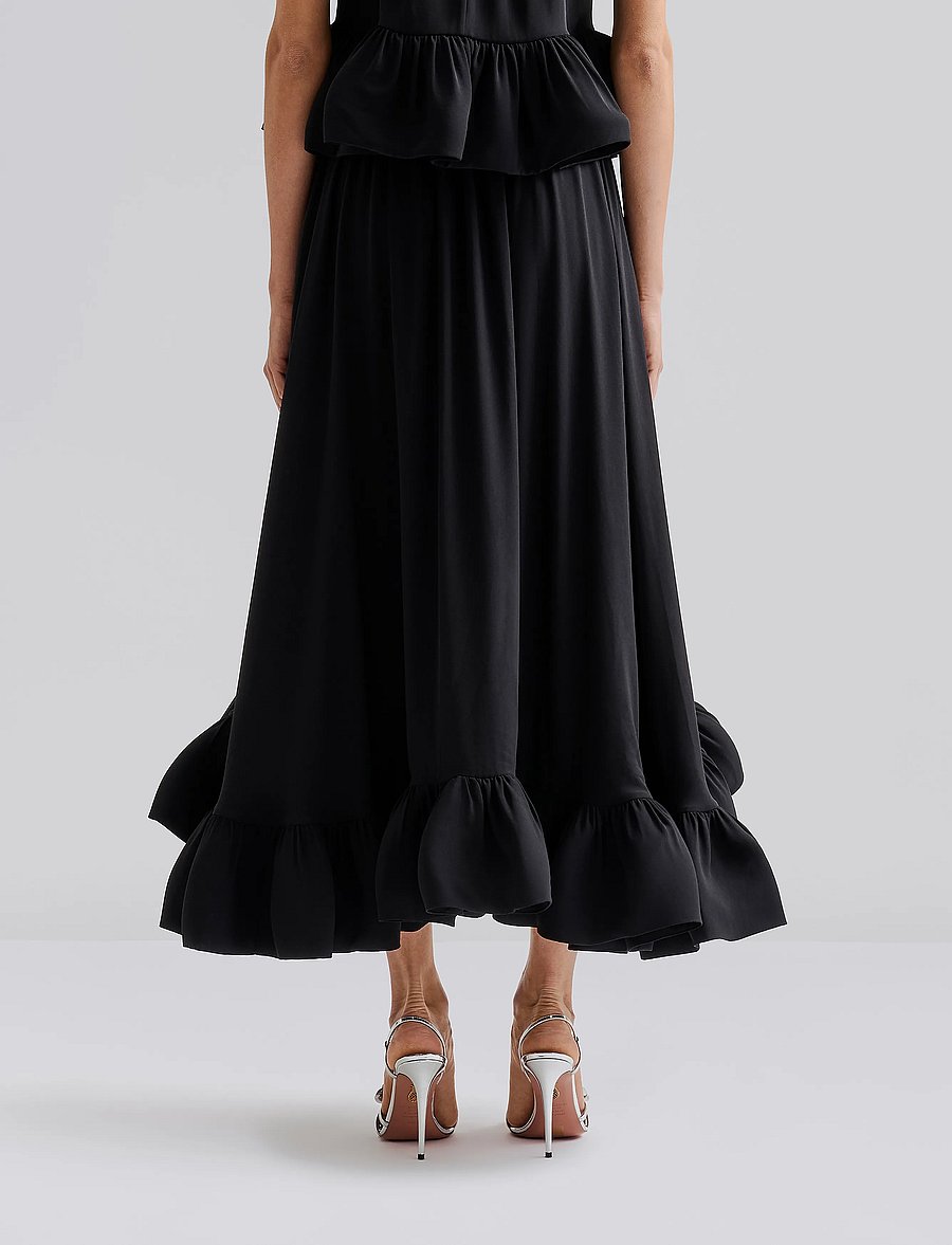 Malina - Adriana frilled hem midi skirt - black - 3