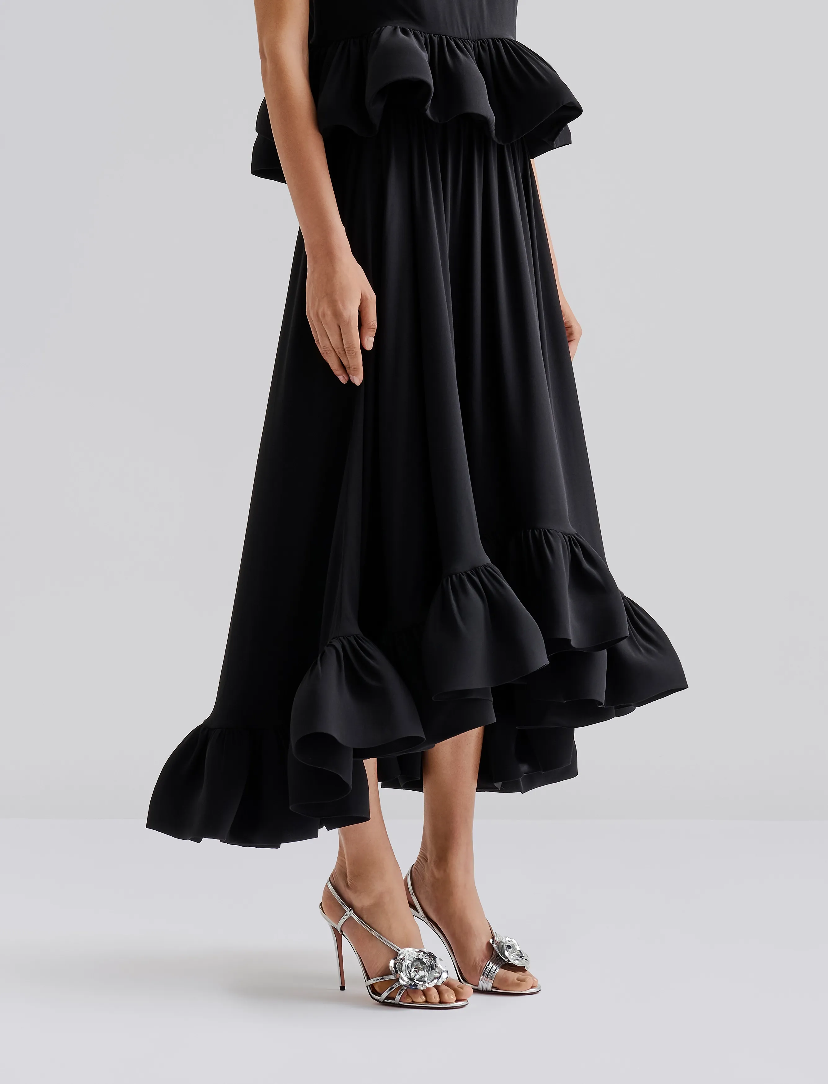 Malina - Adriana frilled hem midi skirt - black - 4