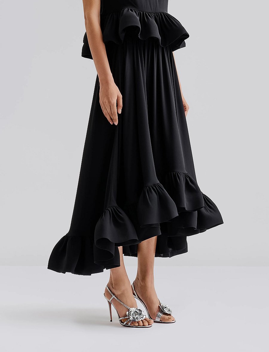 Malina - Adriana frilled hem midi skirt - black - 4