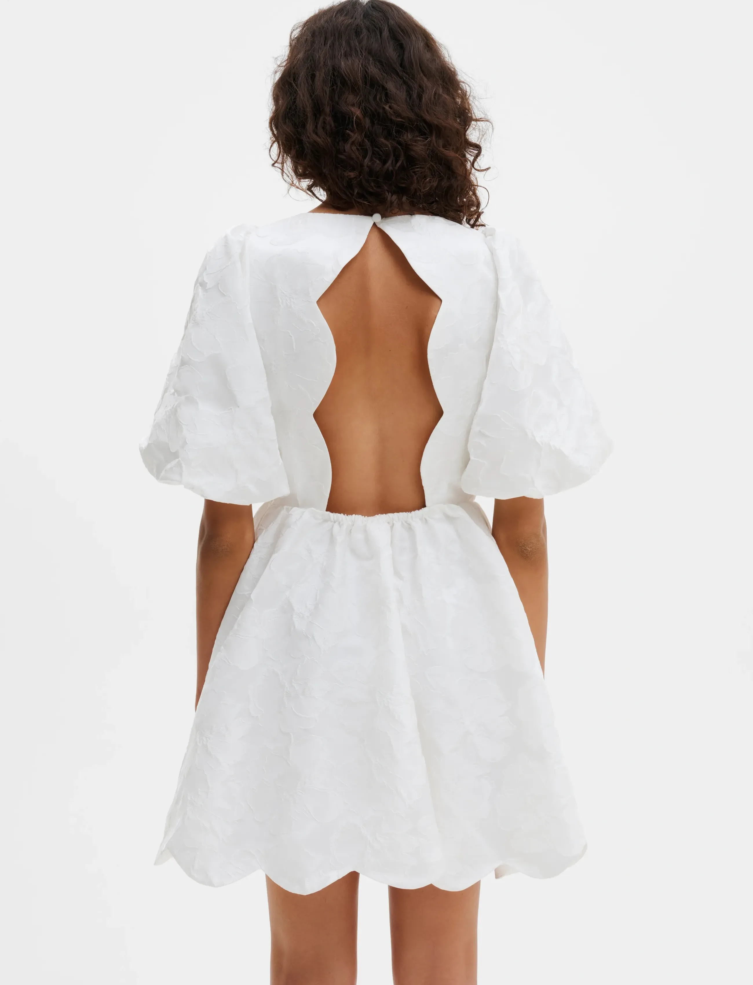 Malina - Elina Scalloped Detail Mini Dress - confirmation - white - 3