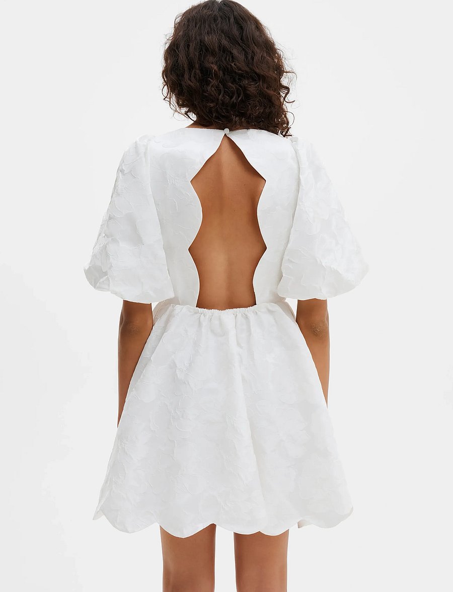 Malina - Elina Scalloped Detail Mini Dress - rippijuhlat - white - 3