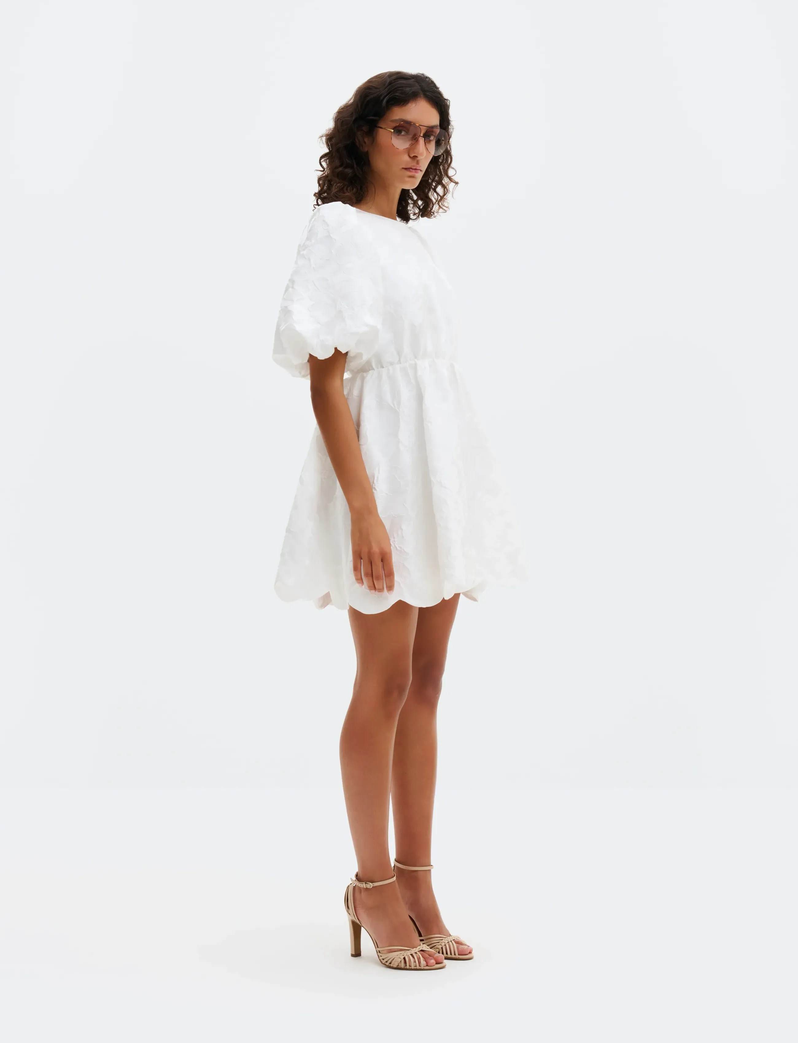 Malina - Elina Scalloped Detail Mini Dress - confirmation - white - 4