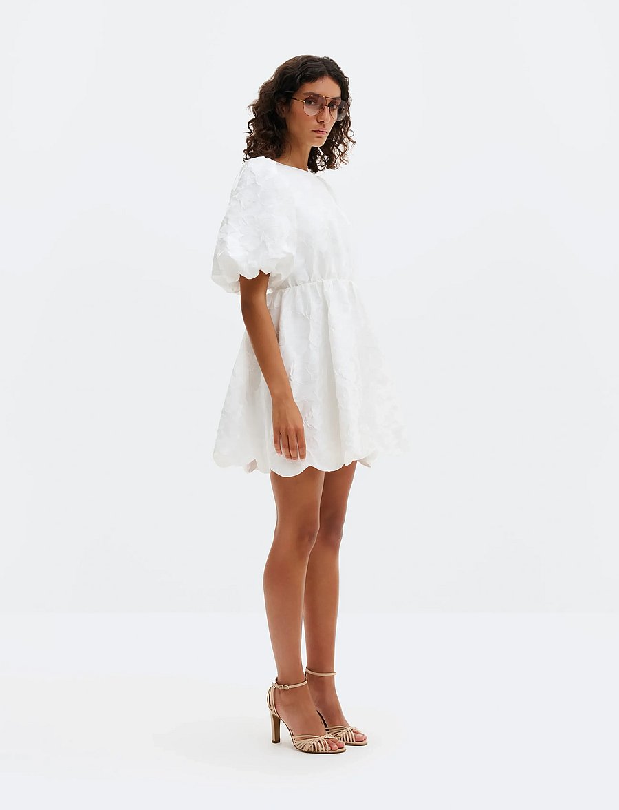 Malina - Elina Scalloped Detail Mini Dress - rippijuhlat - white - 4