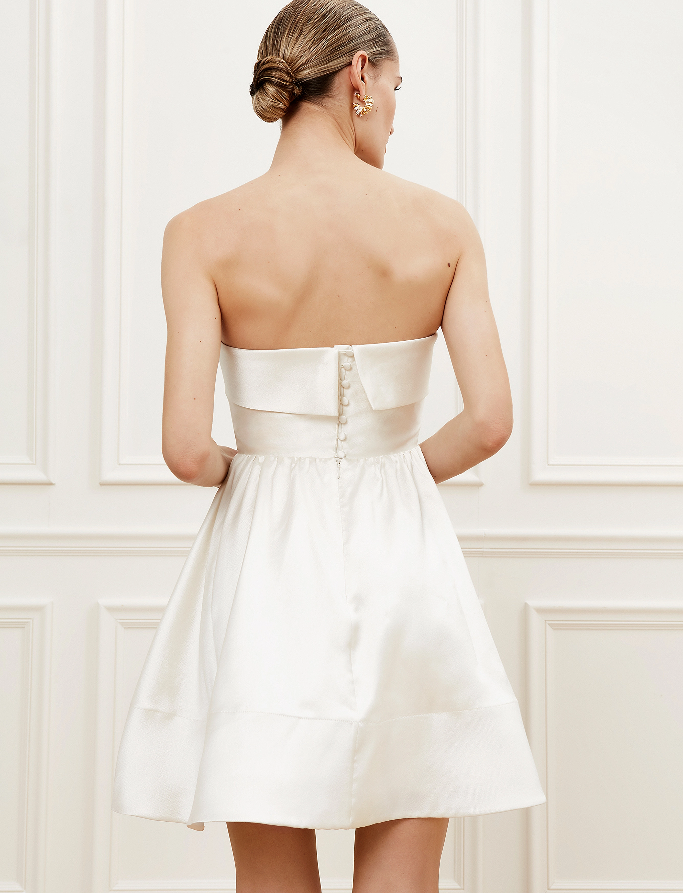Malina - Naya strapless silk blend mini dress - brudekjoler - ivory - 3