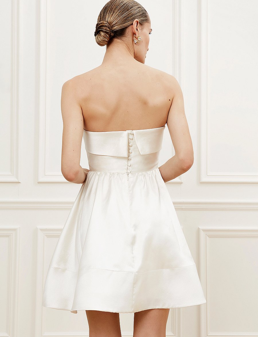 Malina - Naya strapless silk blend mini dress - brudekjoler - ivory - 3