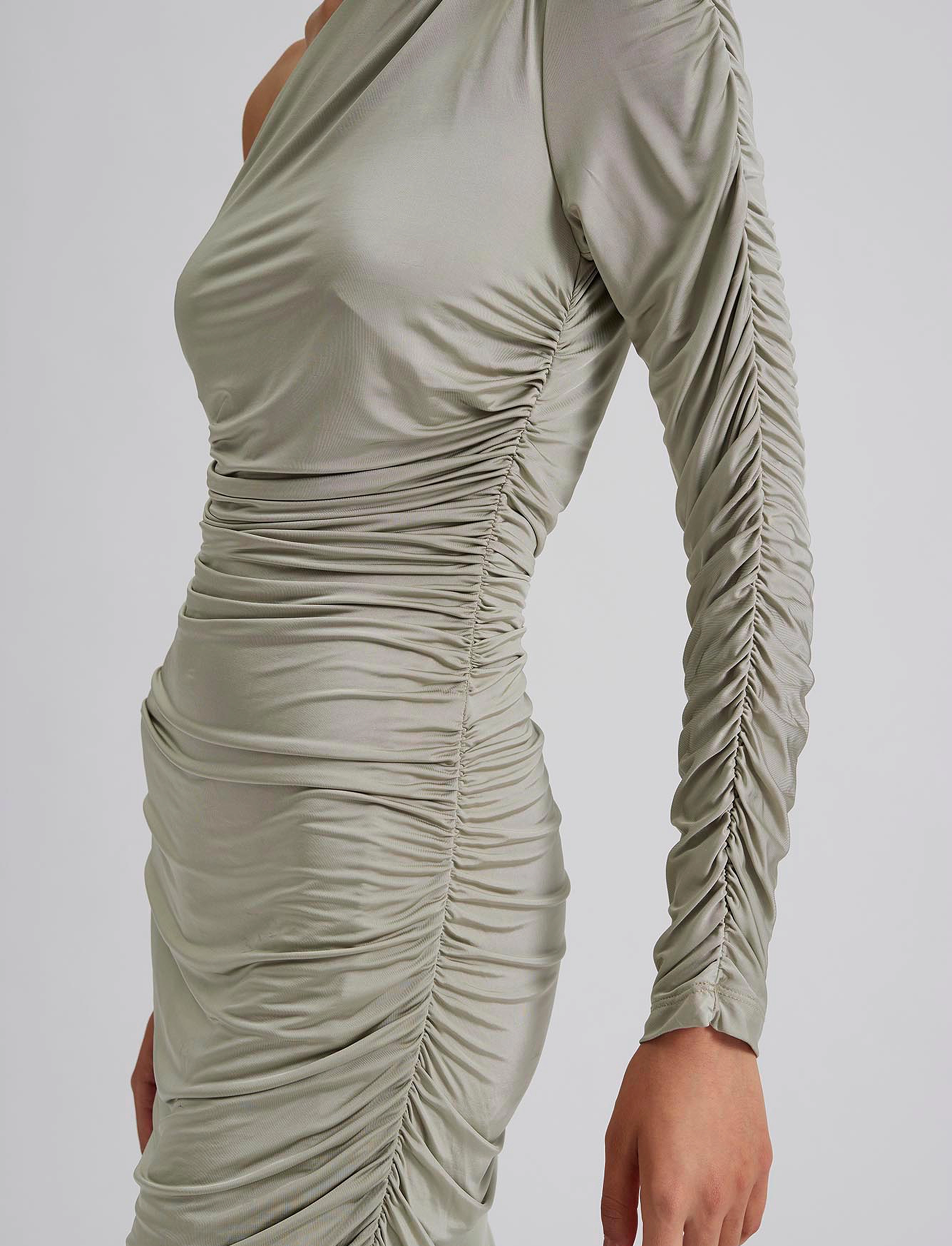 Malina - Aven one shoulder jersey maxi dress - sage - 4