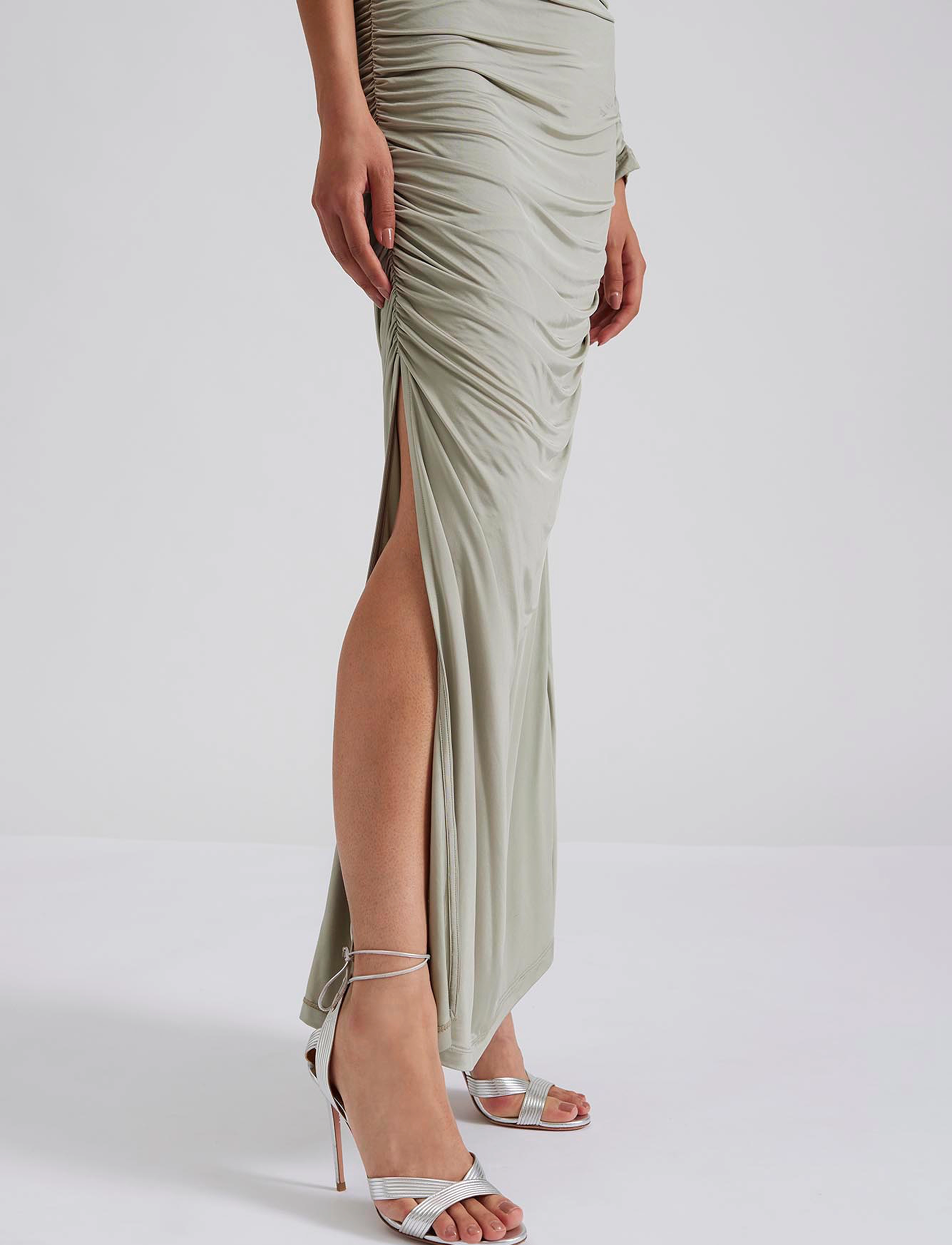 Malina - Aven one shoulder jersey maxi dress - sage - 5