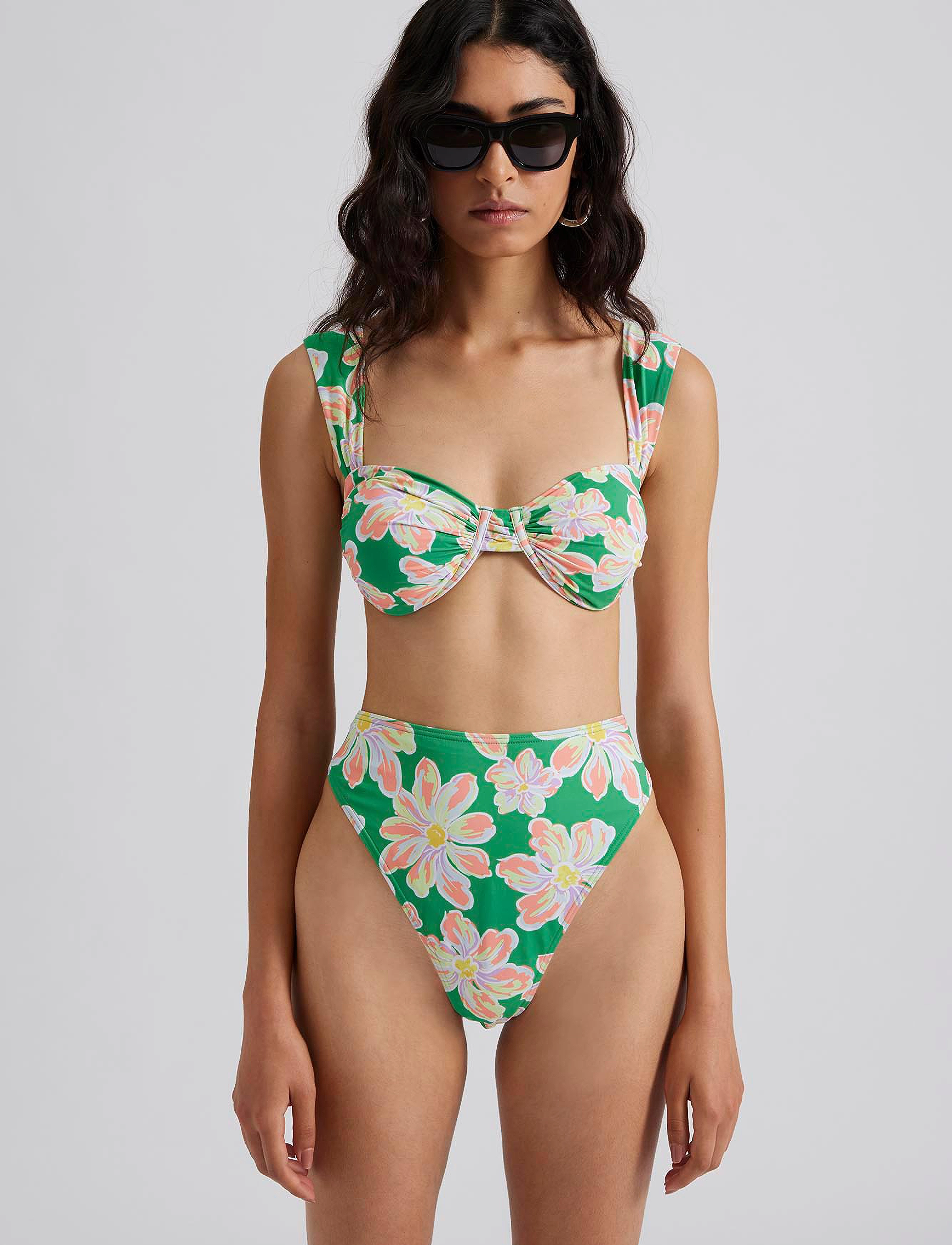 Malina - Sirine high rise bikini bottoms - bikini ar augstu vidukli - green lily - 4