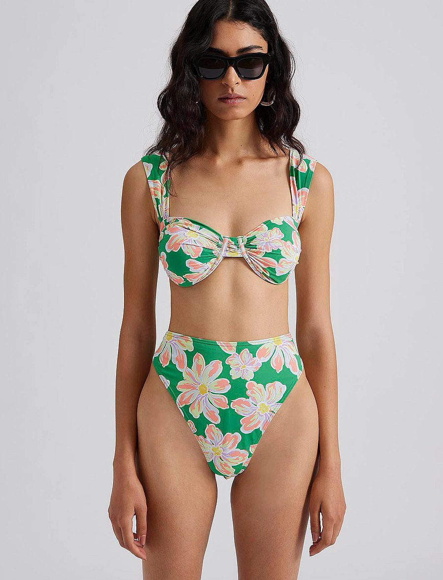 Malina - Sirine high rise bikini bottoms - bikini ar augstu vidukli - green lily - 4
