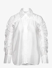 Malina - Line sheer drawstring detail shirt - bluzki z długimi rękawami - white - 1