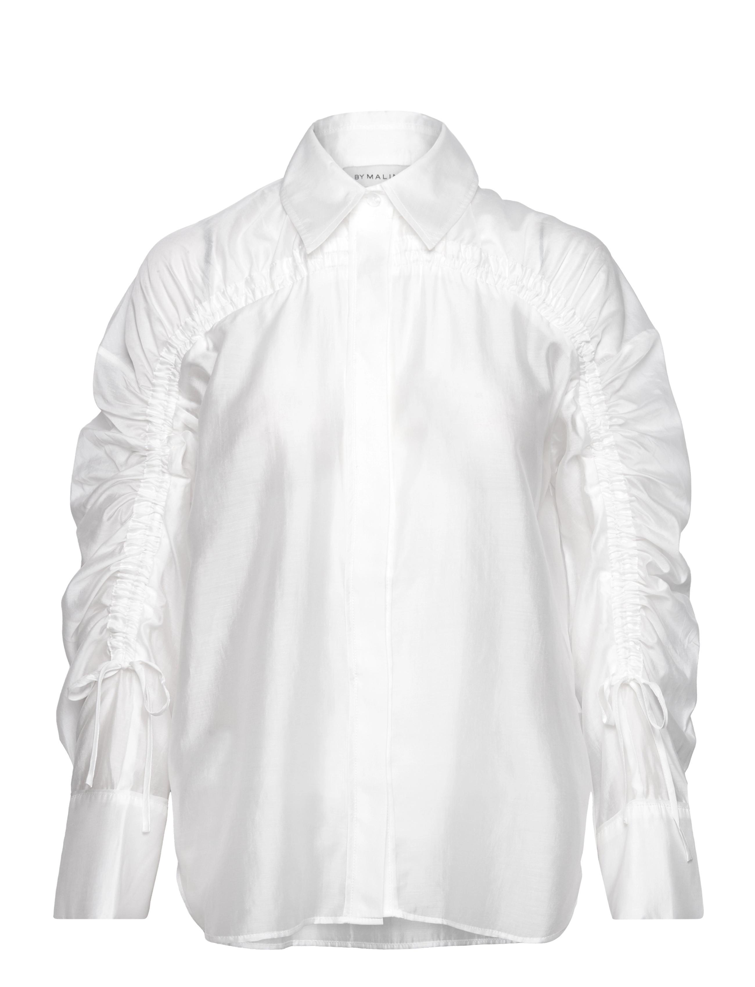 Malina - Line sheer drawstring detail shirt - white - 1