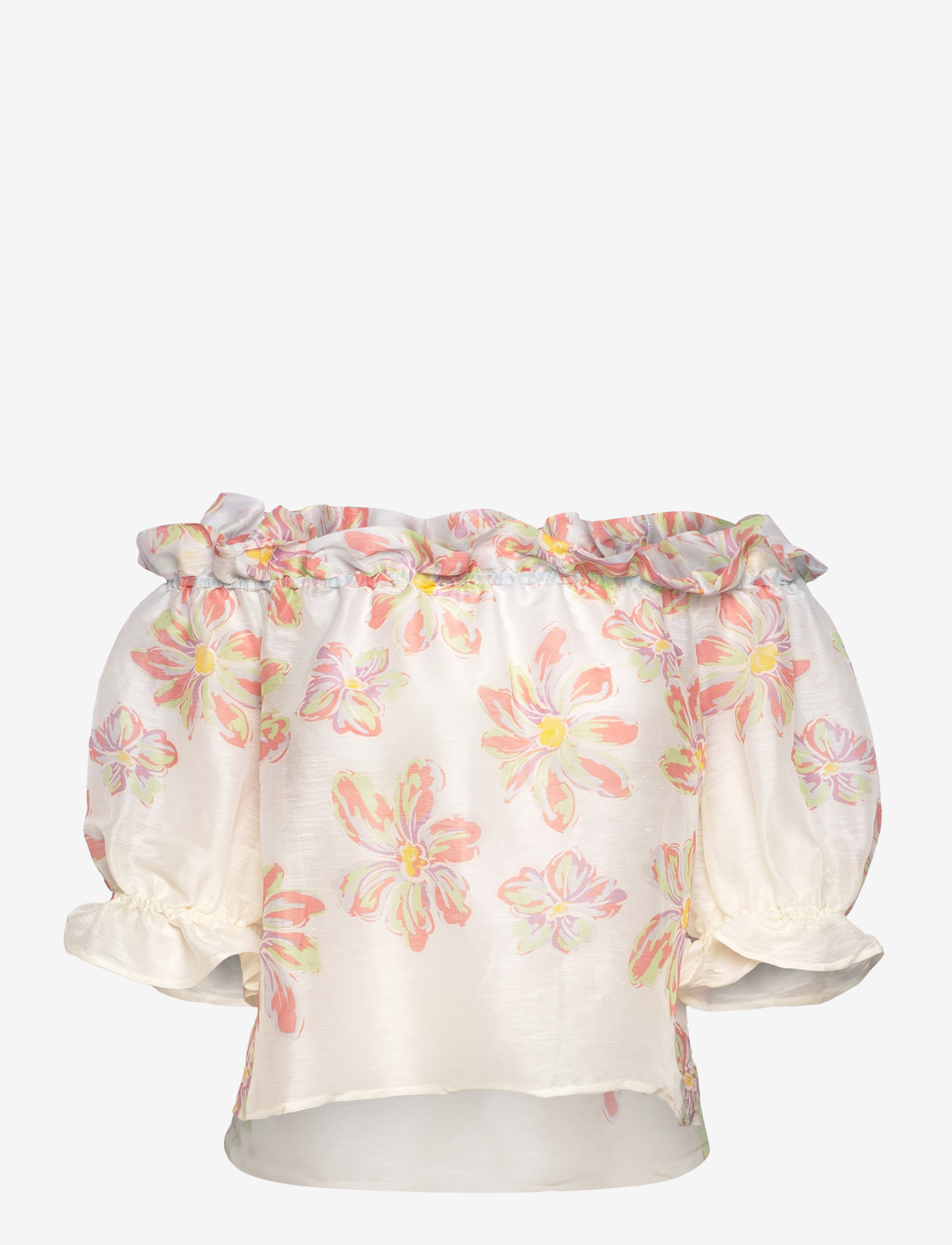 Malina - Elma off shoulder silk blend blouse - kortärmade blusar - blue lily - 1