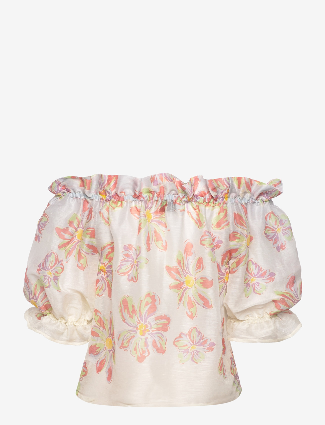 Malina - Elma off shoulder silk blend blouse - kortärmade blusar - blue lily - 2