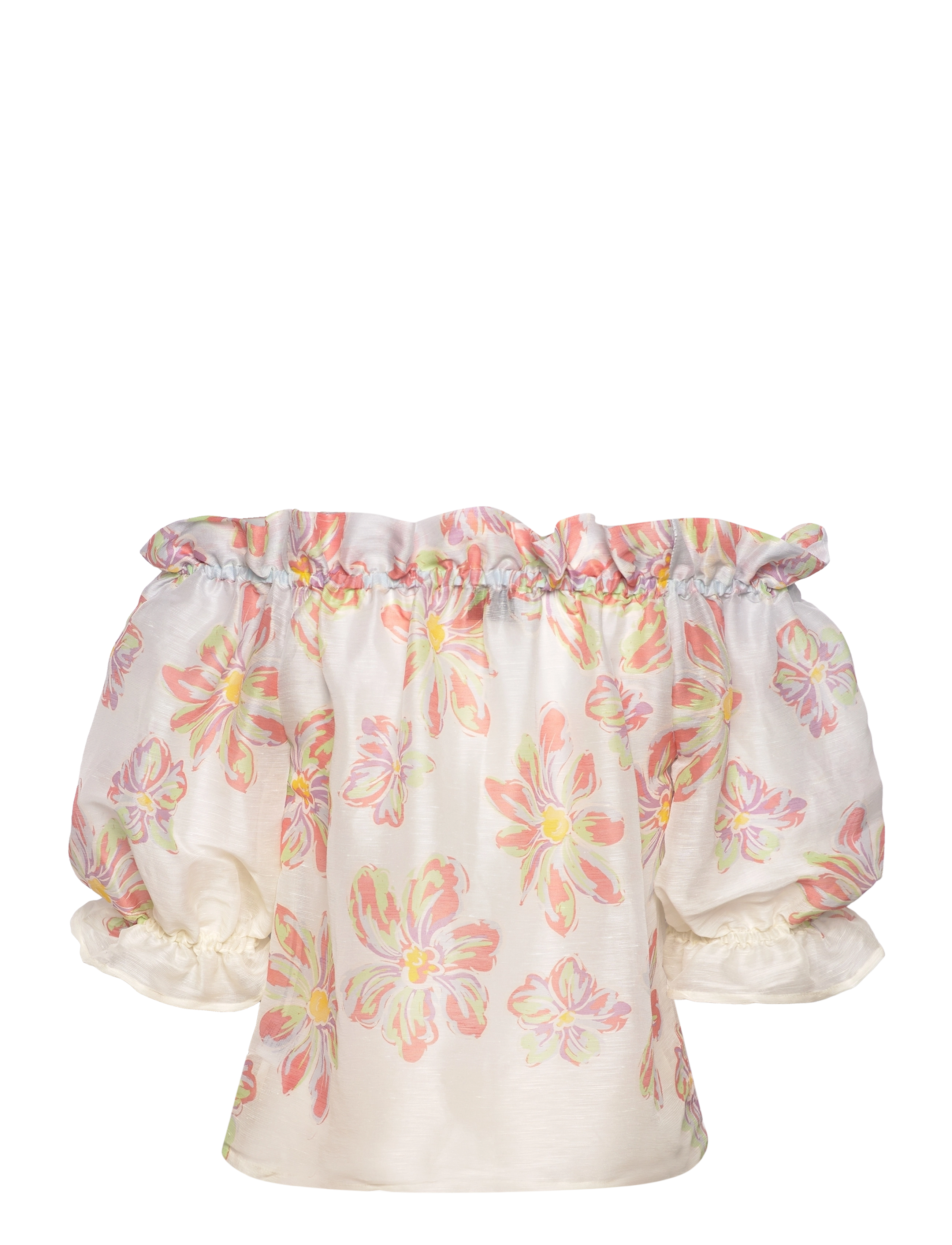 Malina - Elma off shoulder silk blend blouse - blue lily - 2