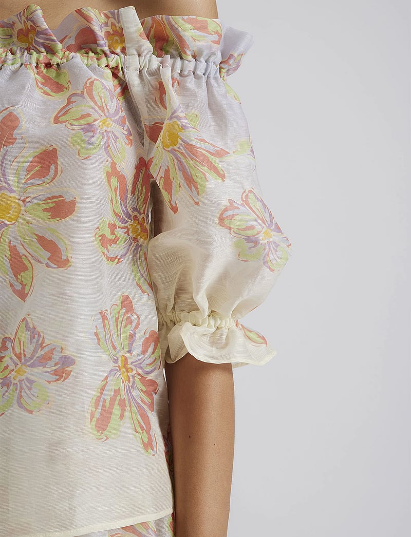 Malina - Elma off shoulder silk blend blouse - kortärmade blusar - blue lily - 5