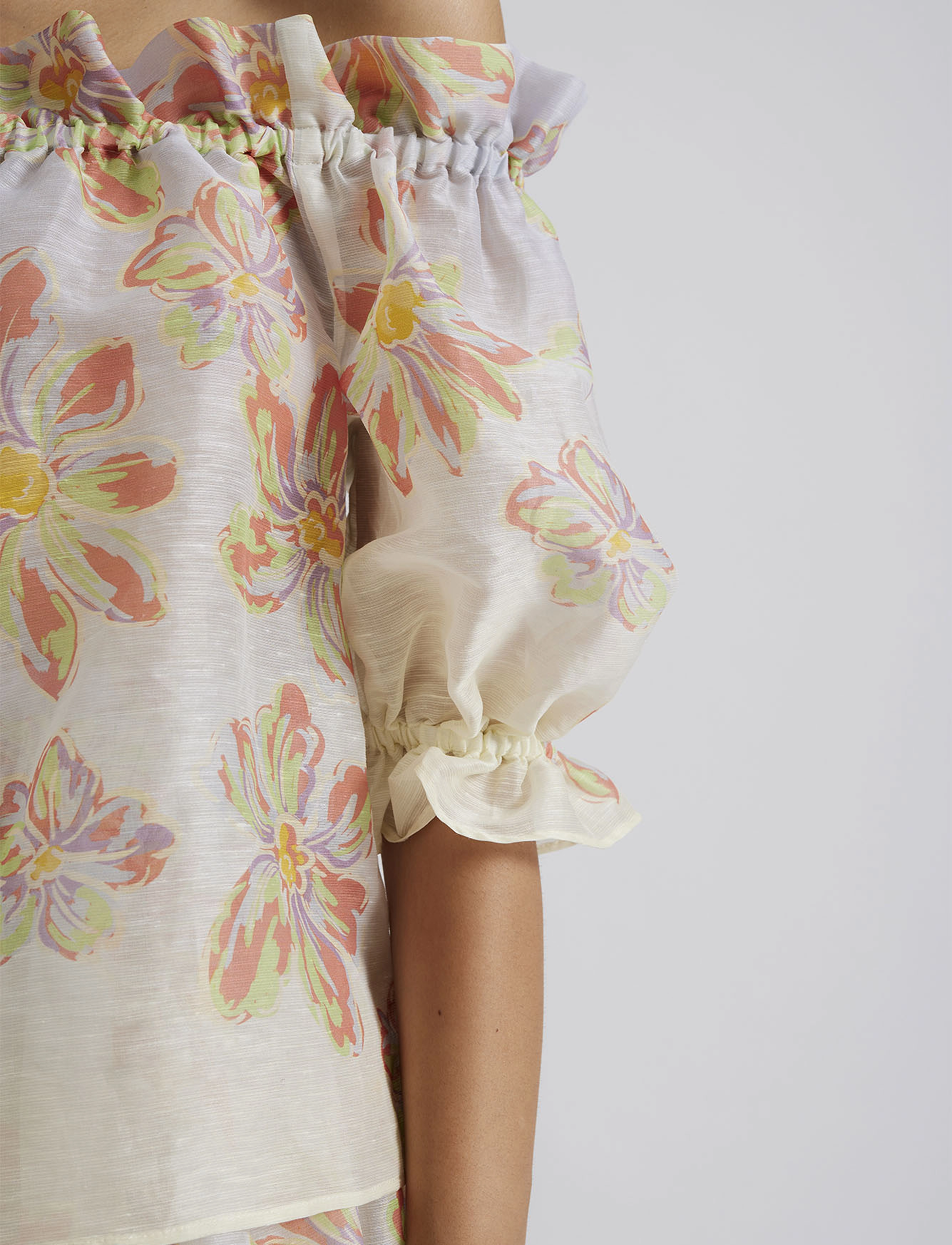 Malina - Elma off shoulder silk blend blouse - blue lily - 5