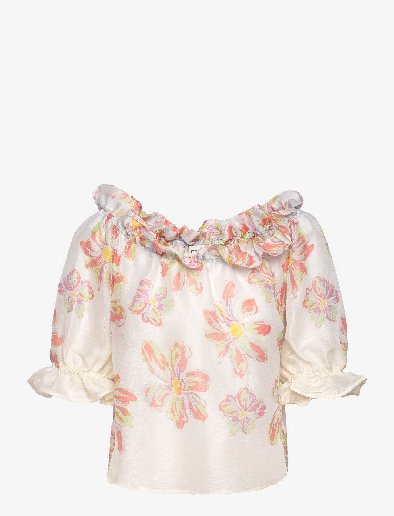 Malina - Elma off shoulder silk blend blouse - kortärmade blusar - blue lily - 3