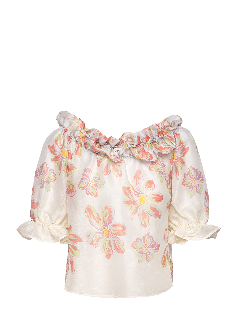 Malina - Elma off shoulder silk blend blouse - kortärmade blusar - blue lily - 3