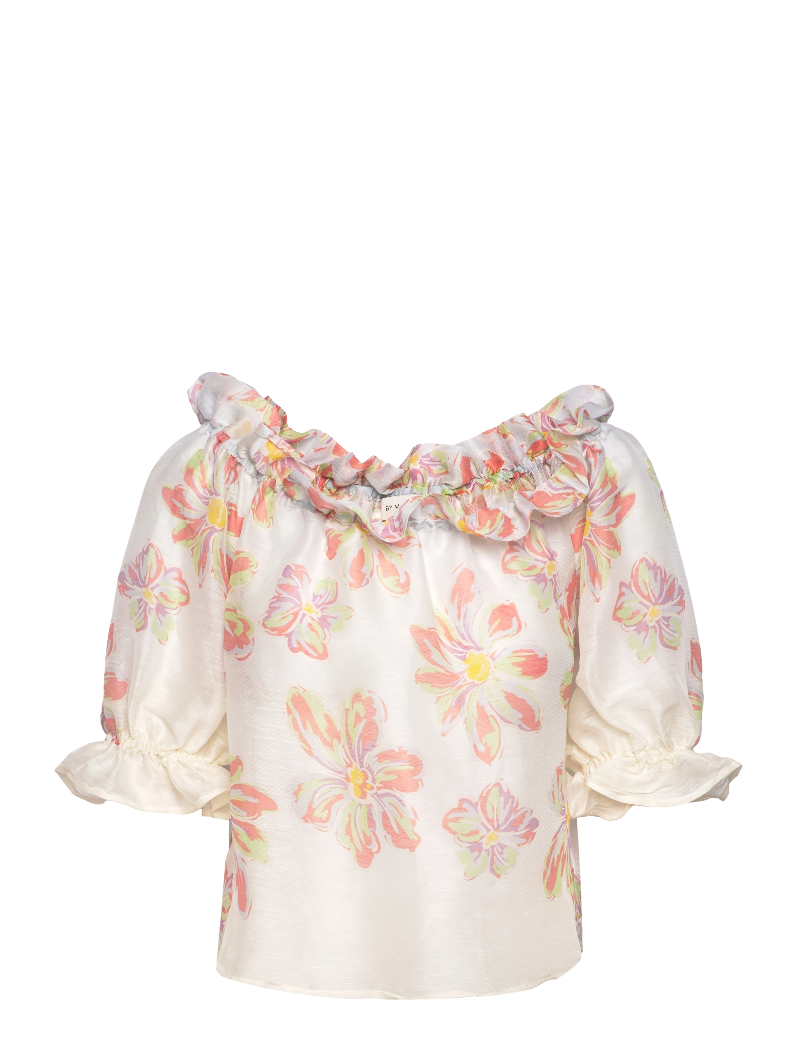 Malina - Elma off shoulder silk blend blouse - blue lily - 3